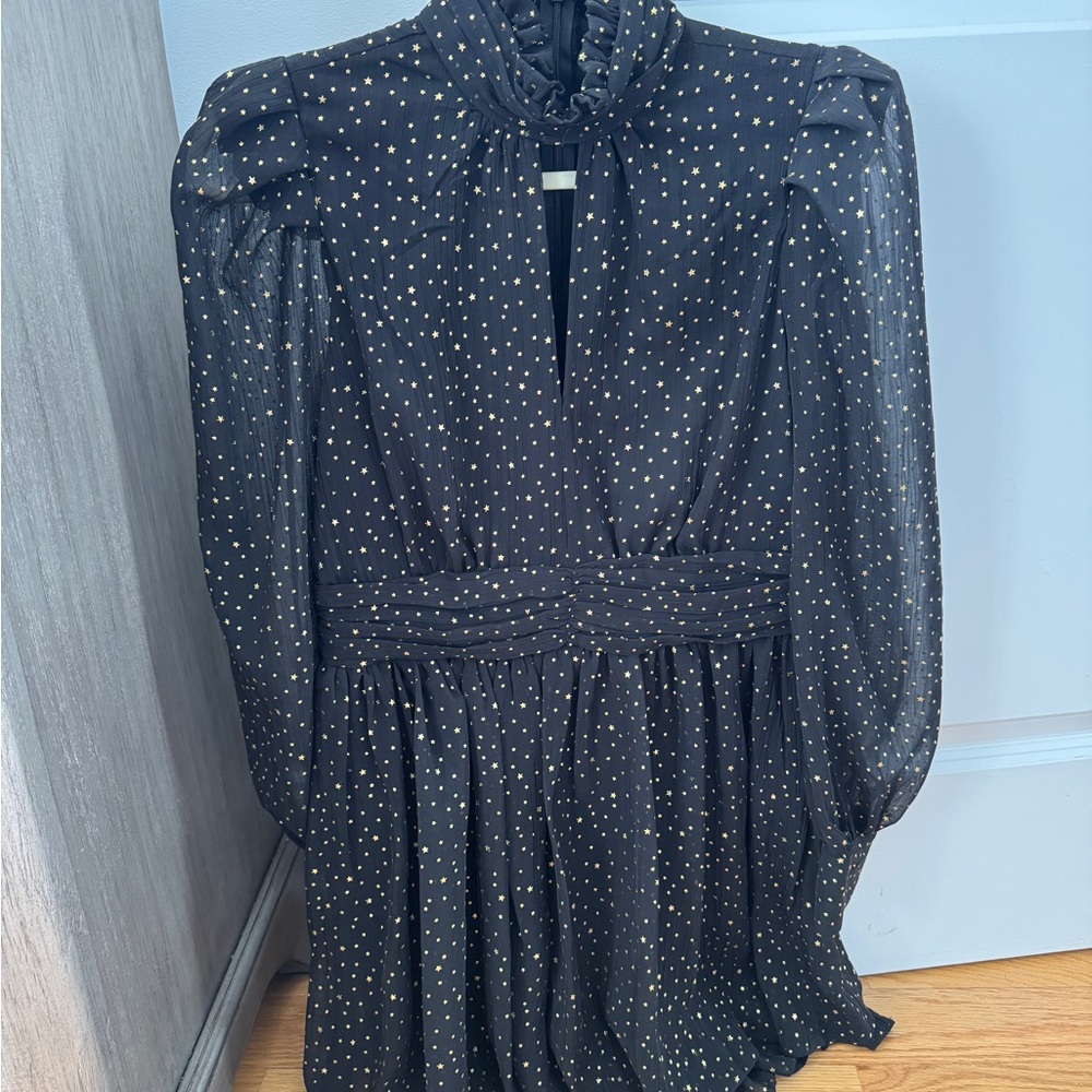 Elegant Black and Gold Polka Dot Dress